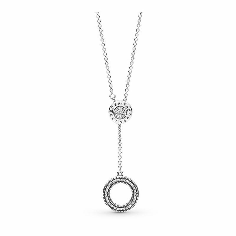 Pandora Signature Necklace Ireland - Sterling Silver/Silicone/Cubic Zirconia - 718265LHW